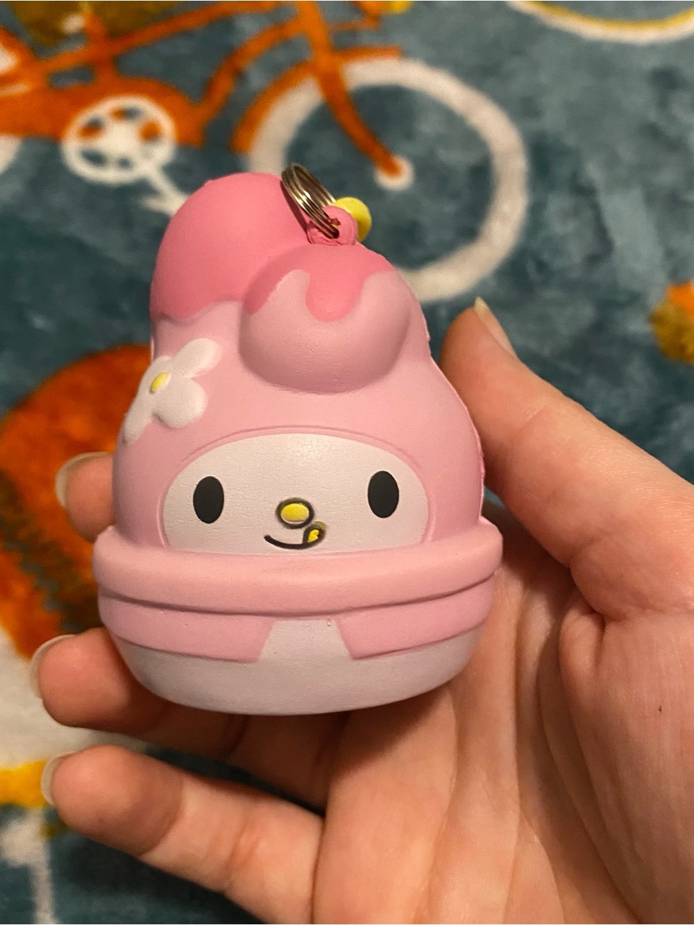 Kawaii My Melody Bag Charm Squishy Stress Toy Clip-On Keychain w Inner Container